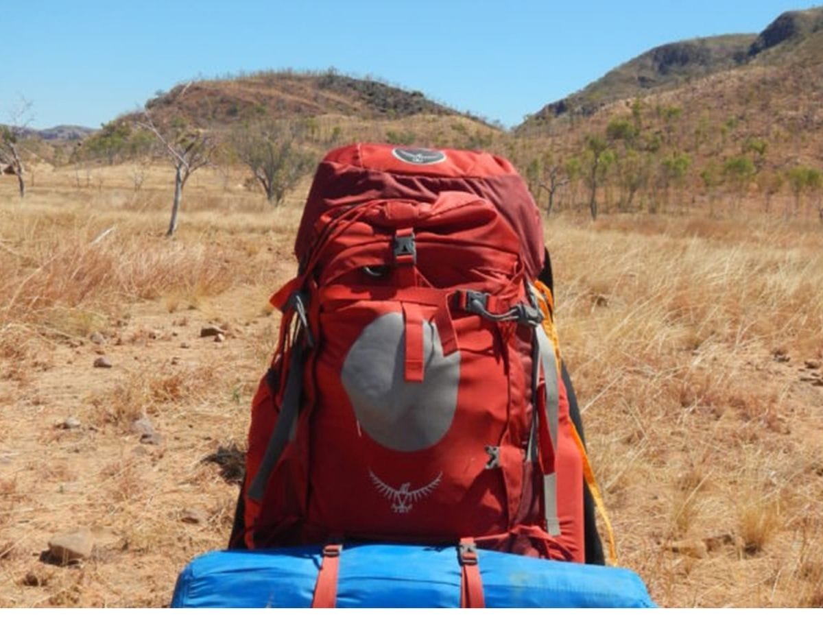 Student with backpack heading into the bush