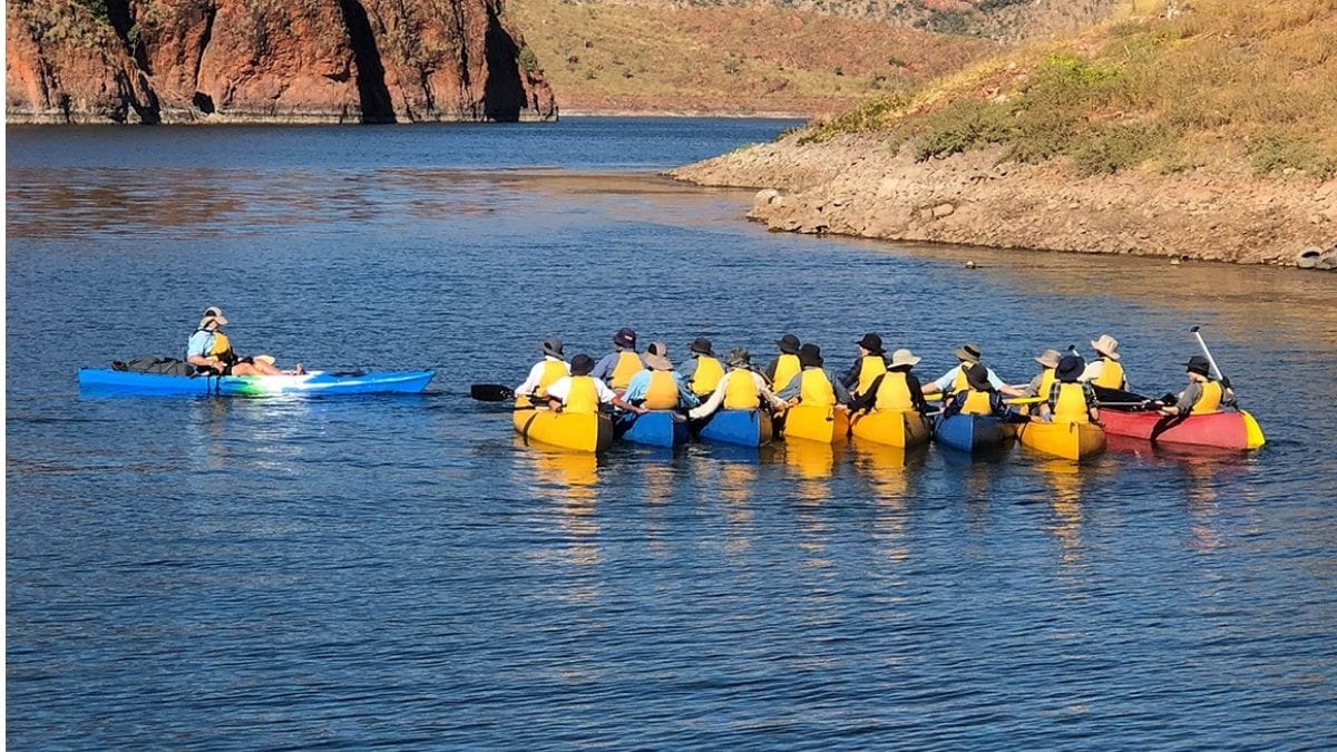 kayak-ord-river Students kayaking on the Ord River